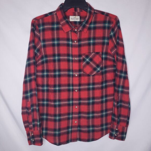 Marine Layer Flannel Shirt Womens Small Plaid Red - Picture 1 of 12